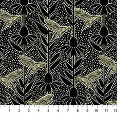 NORTHCOTT – Indelible: Ink by Anna Maria – Humming – Black ,1/4 yard