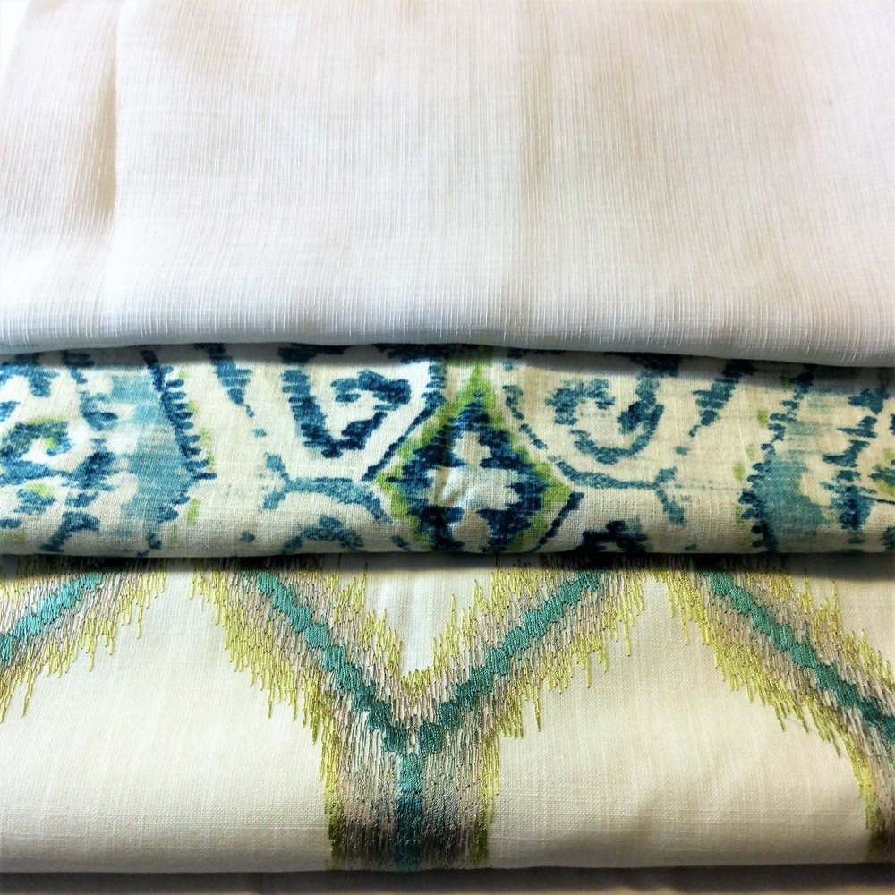 3 Remnants Designers White/Blue Fabrics for Pillow Covers Small Projects No 6