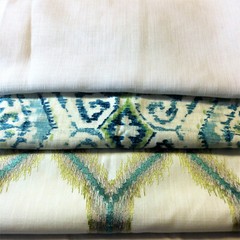 3 Remnants Designers White/Blue Fabrics for Pillow Covers Small Projects No 6