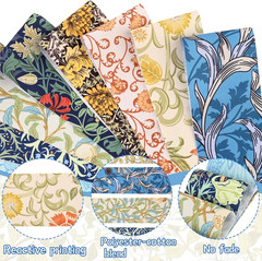50Pcs William Morris Floral Jelly Fabric Strips Roll for Quilting Crafting Sprin