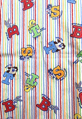 Tiny Toon Characters Alphabet Primary Colors on White 1Y Warner Brothers Fabric