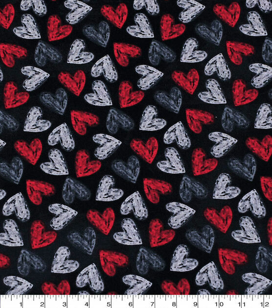 1/4 Yard 9″x42″ Chalkboard Hearts Valentines Day Cotton Quilting Fabric