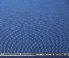Blue Geometric Fabric Wool Silk Fabric Diamond Chip By Scabal Suiting 3.50m