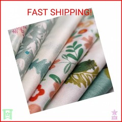 Qililandiy 7 Pcs Green Floral Fat Quarters Fabric Bundles Quilting Fabric Bundle
