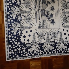 Fabric Panel Material Tropical Blue White Resort Floral Large 46 x 66 inches NEW