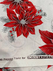 Kaufman Holiday Flourish Red Poinsettia White Christmas Metallic Cotton Fabric