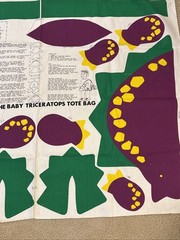 Vtg Cut N Sew Spike the Baby Triceratops Canvas Fabric Tote Bag Princess Fabrics