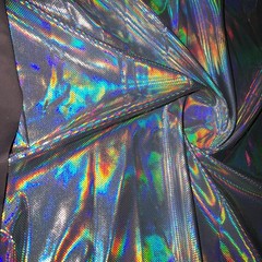 Silver Mirror Hologram Metallic Reflection Stretch Spandex by Yard for Swimwear