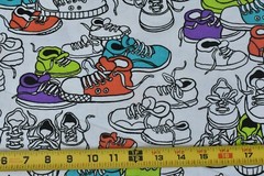 By 1/2 Yd, Vintage, Gym Shoes on White Quilt Cotton, Princess Fabrics, B1435