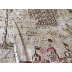 Retired Waverly Sunset Boulevard Fabric 1.8 + Yards CA Landmarks Tea Stained Tan