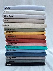 Stone Washed Plain Linen Fabric Soft Material Curtains Dress 55″ Wide Denim Blue