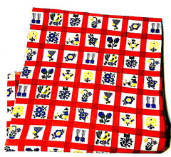 Geometric Garden Flower Floral Fabric Squares Plaids Red Multi 43″ W – BTY