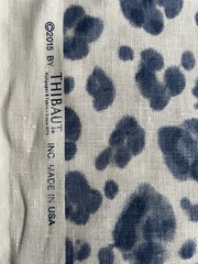 Fabric Thibaut PANTHERA Navy 100% Linen Printed Sold as 7 Continuous Yards New