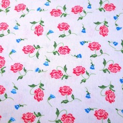 Red Blue Peone Print Cotton Flannel Fabric 45″ By Yard Floral Blanket Fabric