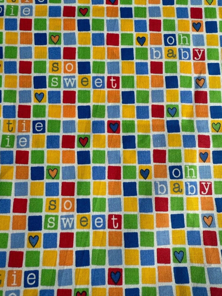 3.5 yds x 44” Lil Ones Dena Designs Colorful Squares Cotton Fabric Unisex Baby
