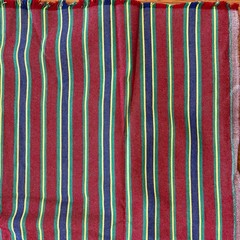 Vintage Stretch Denim Fabric Red Blue Green Stripes Distressed 60” x 51”