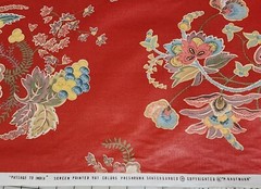 5Y Passage To India P Kaufman Drapery Fabric 55W Red Orange Floral #0091