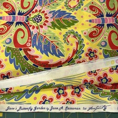 Jane’s Butterfly Garden Yellow Pink Green Paisley Floral Sassaman BTY