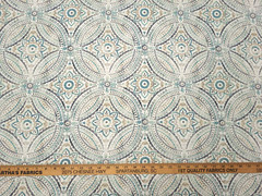 P Kaufmann BLISSFULNESS SPA Blue White Designer Suzani Print Drapery Uph Fabric