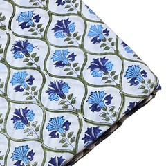 Indian 5 Yard Hand Block Floral Print 100% Cotton Dress Making Craft Fabric