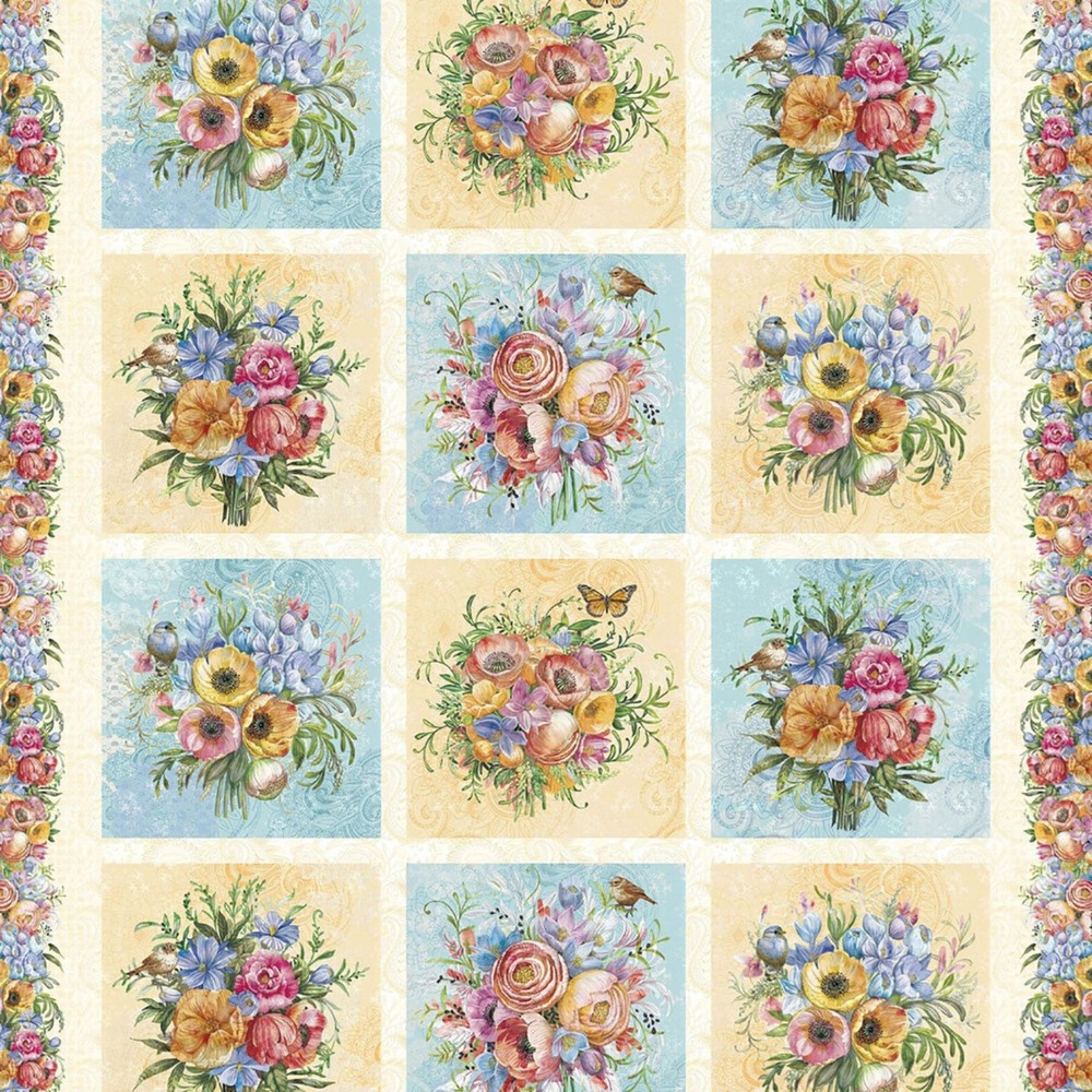 Tranquil Blooms Panel by White Owl Fabrics – Approx. 24″ x 43″