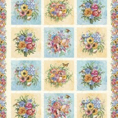 Tranquil Blooms Panel by White Owl Fabrics – Approx. 24″ x 43″