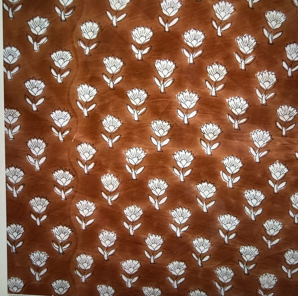 Blackbird Fabrics Block Printed Organic Cotton Fabric – Navy/White/Clay 3 yds