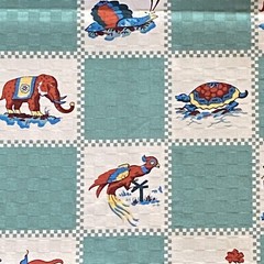 1 YD Animal Checkerboard Brocade Decor Fabric Sage Green