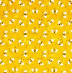 Bumblebees on Yellow Novelty Fabric, Fabric Traditions, BTHY, Bee’s