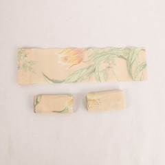 Lot of 5 Peach Floral Woven Fabric Strip Rolls for Quilting Soft Yellow