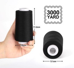 ilauke 4 x 3000 Yards Serger Thread Spools Black Polyester Sewing
