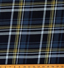Cotton Soft Brushed Yarn Dyed Blue and Gold Plaid Twill Fabric by Yard D154.08