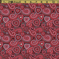 VALENTINE HEARTS Swirly Hearts and Dots 100% Cotton Fabric **By the Yard**