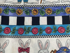 3.10 Yards 44″ W Vintage 100% Cotton “Whimsical Bunnies” fabric by Kari Pearson