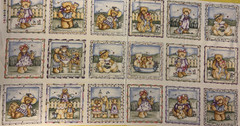 Vintage Dianna Marcum~Beatitude Bears Fabric~Religious~18 Quilt Blocks~6 1/2″ sq