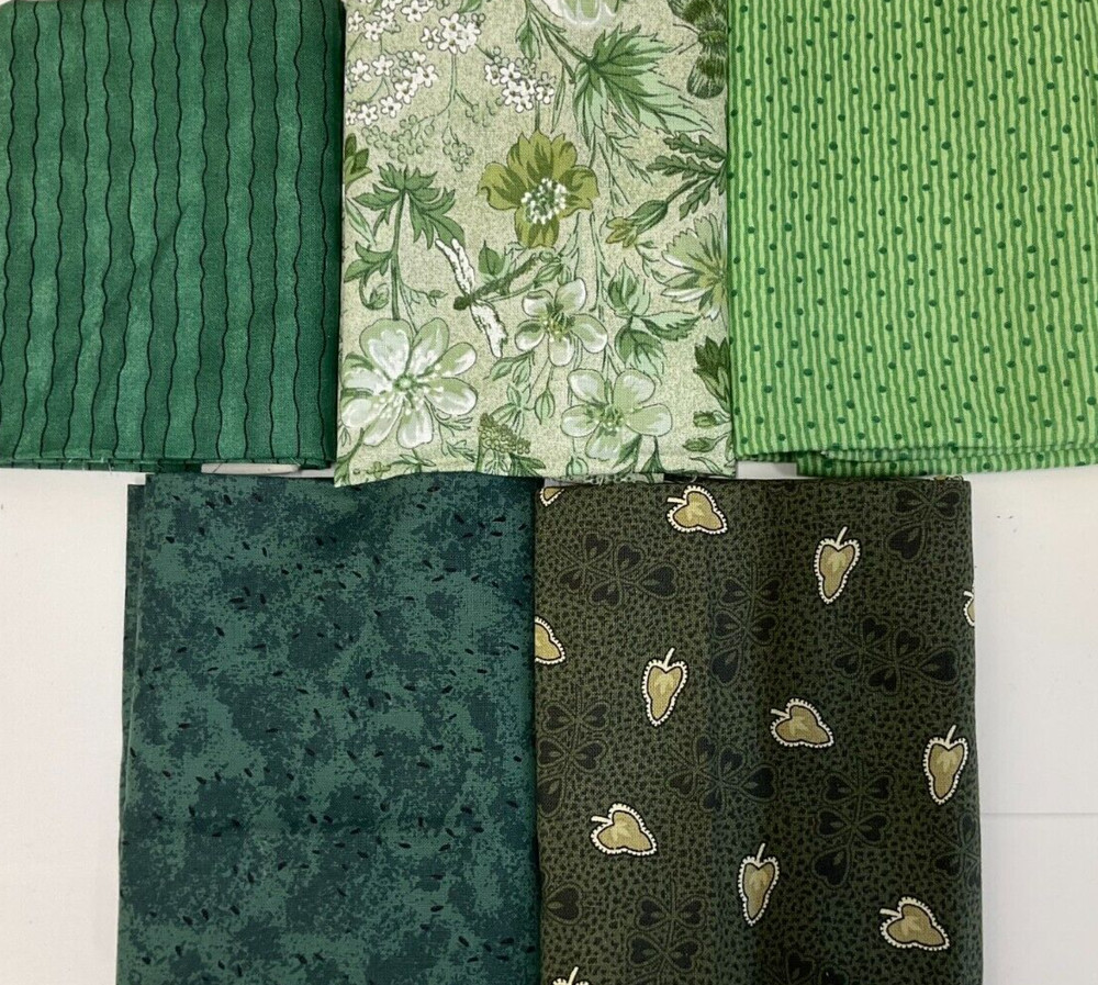 FAT QUARTER BUNDLE OF 5 – GREEN – FQ722