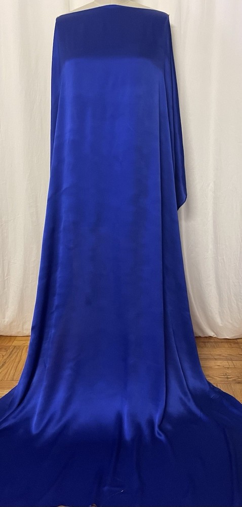100% Crinkled Silk Crepe Back Satin Deep Royal Blue Fabric 1 Yd. 34″ Long 52″ W