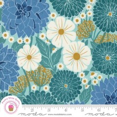 Moda FIELD OF FLOWERS 3310 14 Blue Green Floral KATHARINE WATSON Quilt Fabric
