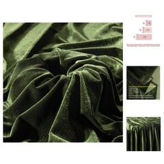 Soft Dark Olive Green Velvet Fabric by the Yard | 1 Yard, Easy Care & No Fray