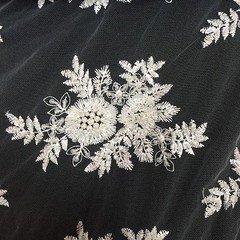 Off White Bridal Viburnum floral Lace Sequin Beaded Scallop Fabric Dress 52″ BTY