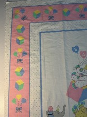 Baby Circus Theme TWO Fabric Panel Bunny Clown Elephant Building Blocks Nursery