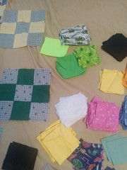 Mixed Lot Of Cut Fabric Squares/Pieces & Pre-sewn Quilt Blocks- 1 lb 15.8 ozs