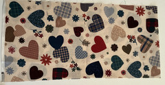 Hearts on Tan Fabric by the Fat Eighth, 9.5” x 19.5”, Cotton