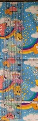 Care Bears On Blue With Clouds & Rainbows vintage 2003 fabric, 18″ X 43″