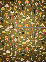 1/2 Yard Alexander Henry Willow Shroom Cotton Quilting Fabric Mushroom Toadstool