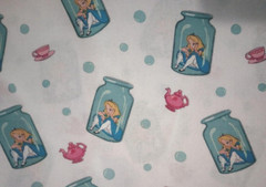 alice in wonderland bottle fun fabric 10 by 10 inch