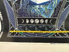 La Luna Moths Celestial Full Moon Phases Fabric Panel 36″ x 44″ Midnight Blue