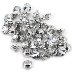 Diamante Silver Rhinestone Crystal Round Buttons Sewing Craft (20mm) CHU