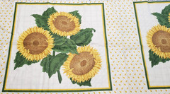 Golden Sunflowers Cotton Fabric Squares, 1 Cut of 2 Squares