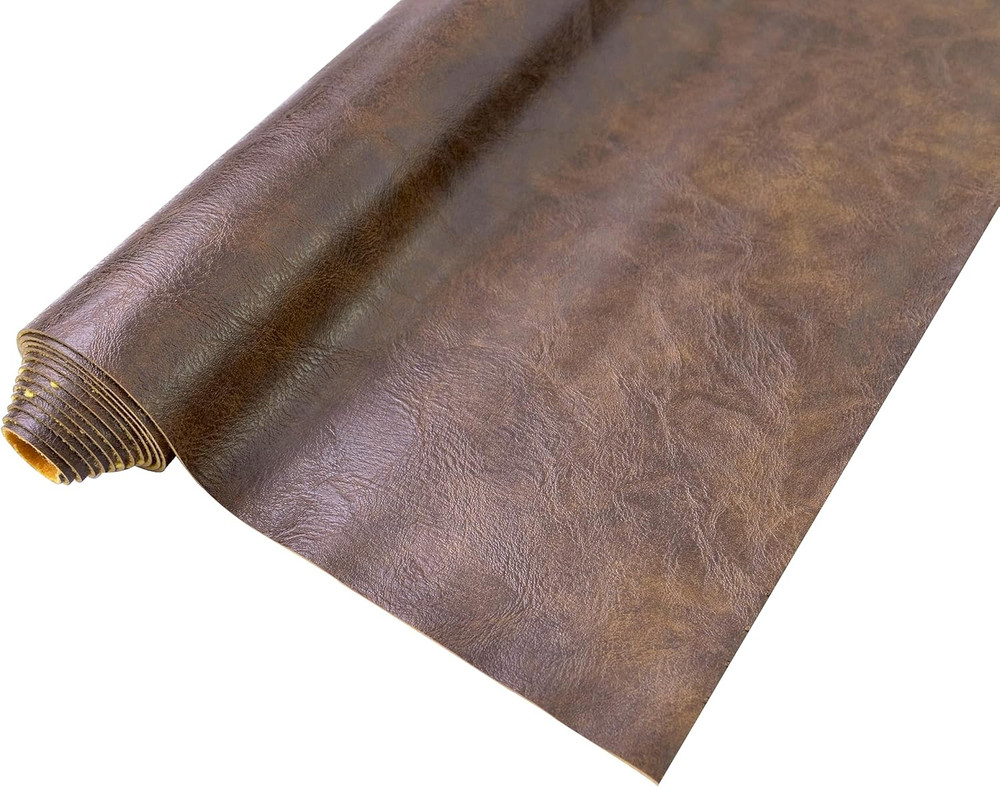 1 Yards 54 X 36 Dark Brown Faux Leather Fabric Distressed Crazy Horse Soft Fak